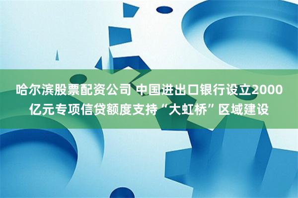 哈尔滨股票配资公司 中国进出口银行设立2000亿元专项信贷额度支持“大虹桥”区域建设